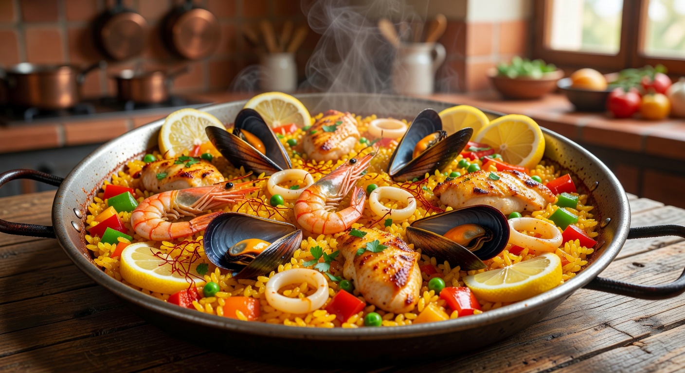 Paella española tradicional